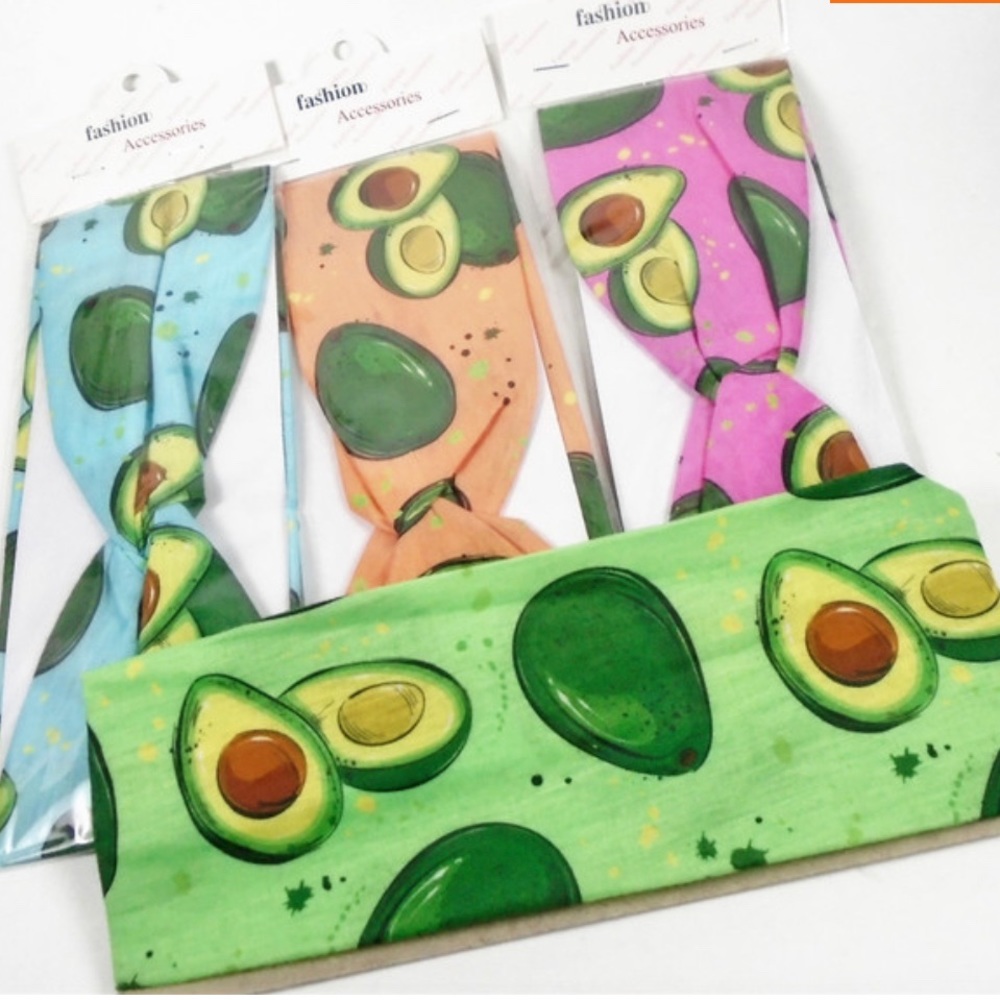 3.5" Wide Avocado Theme Stretch Headband - Picture 2 of 2